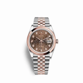 Rolex Datejust 36mm - Ref: 126201-0025 - Chocolate Jubile Diamond Dial, Two Tone Stainless Steel & 18K Rose Gold Jubilee Bracelet Watch