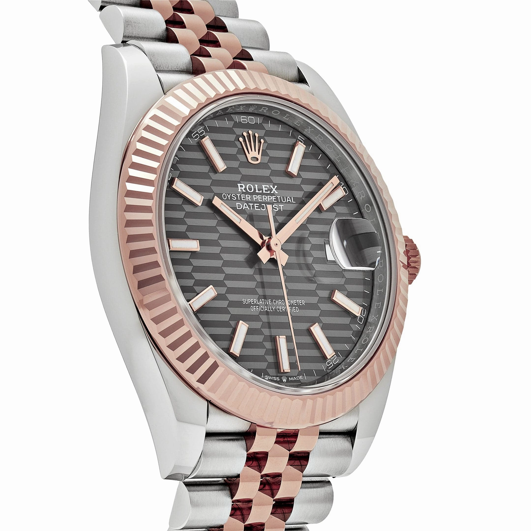 Rolex Datejust 41 126331 Rose Gold Stainless Steel Rhodium Slate Fluted Motif Dial Jubilee (2023)