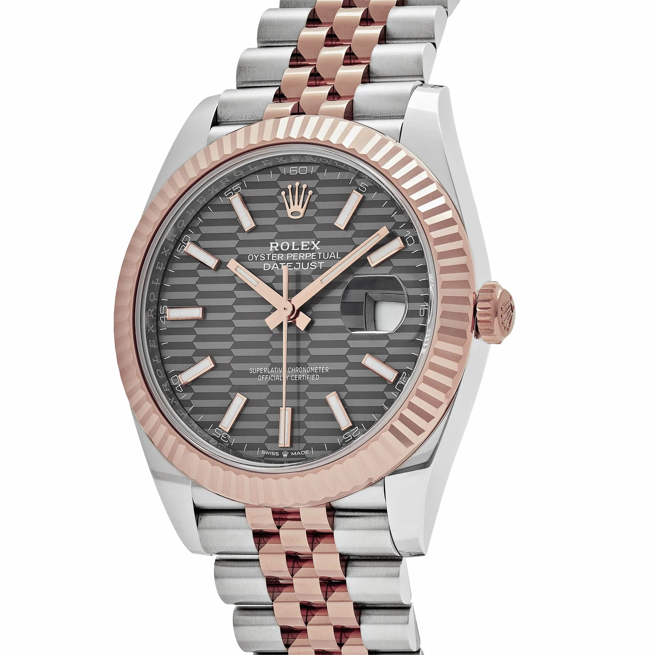 Rolex Datejust 41 126331 Rose Gold Stainless Steel Rhodium Slate Fluted Motif Dial Jubilee (2023)