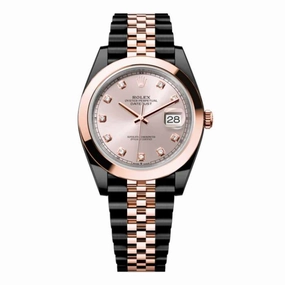 Rolex Datejust 41mm - Ref: 126301-0008 (PVD) - Sundust Diamond Dial, Two Tone Black PVD & 18K Rose Gold Jubilee Bracelet Men's Watch