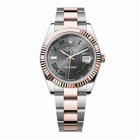 Rolex Datejust 41mm - Ref: 126331-0015 - Slate Grey Wimbledon Roman Dial & Fluted Bezel, Two Tone Stainless Steel & 18K Rose Gold Oyster Bracelet Men's Watch