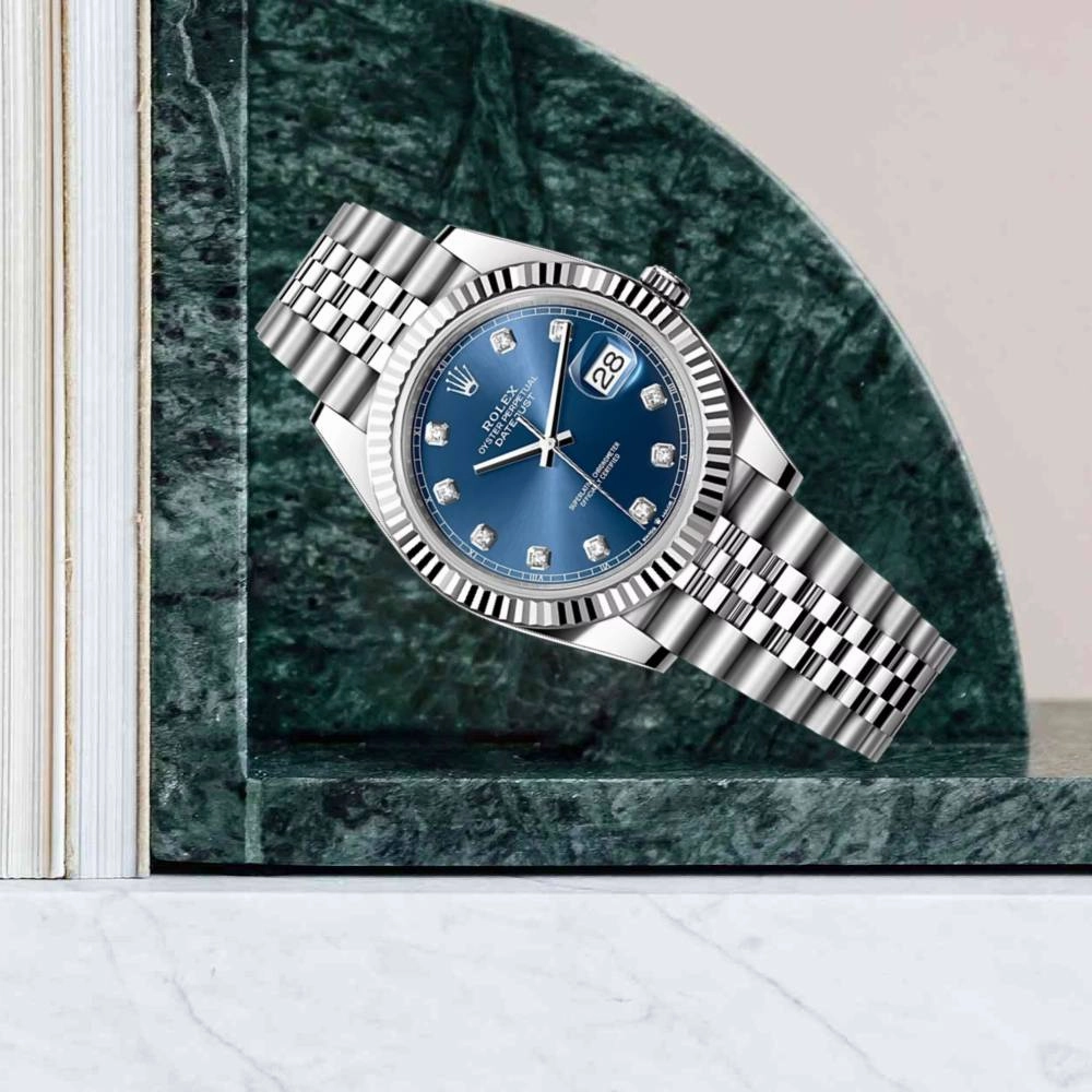 Rolex Datejust 41mm - Ref: 126334-0016 - Blue Diamond Dial, Stainless Steel Jubilee Bracelet Men's Watch