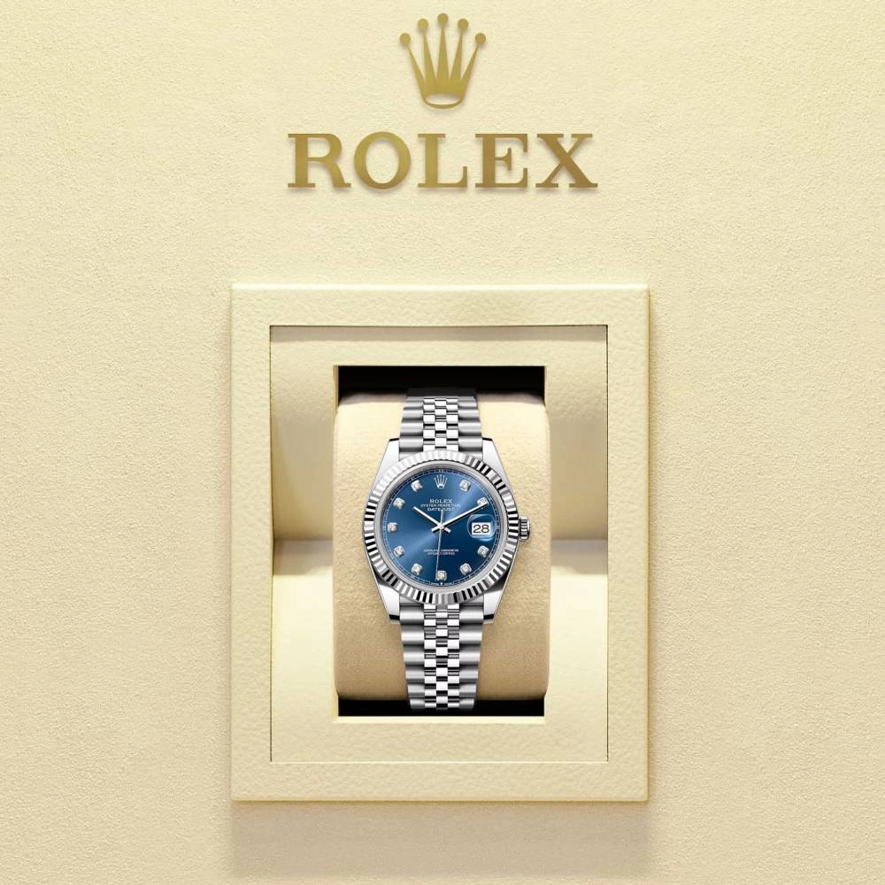 Rolex Datejust 41mm - Ref: 126334-0016 - Blue Diamond Dial, Stainless Steel Jubilee Bracelet Men's Watch