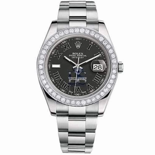 Rolex Datejust II 41mm - Ref: 116300 bkdb - Black Dial & Diamond Bezel, Stainless Steel Oyster Bracelet Men's Watch