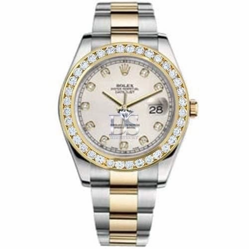 Rolex Datejust II 41mm - Ref: 116300IDODB - White Diamond Dial & Diamond Bezel, Two Tone Stainless Steel & 18K Yellow Gold Oyster Bracelet Men's Watch