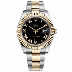 Rolex Datejust II 41mm - Ref: 116333 bkro - Black Roman Dial, Two Tone Stainless Steel & 18K Yellow Gold Oyster Bracelet Men's Watch