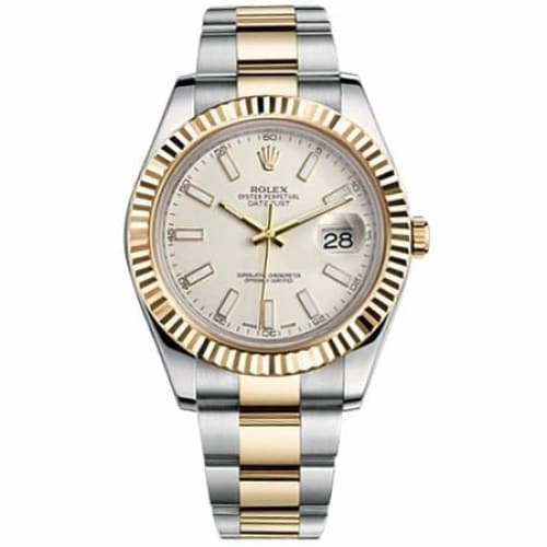 Rolex Datejust II 41mm - Ref: 116333 ISO - White Stick Dial, Two Tone Stainless Steel & 18K Yellow Gold Oyster Bracelet Men's Watch