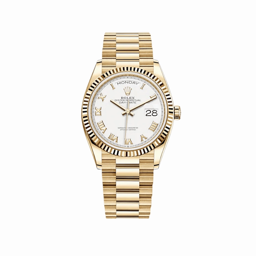 Rolex Day-Date 36 128238 Yellow Gold White Dial
