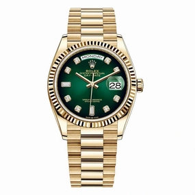 Rolex Day Date 36mm - Ref: 128238-0069 - Green Ombre Diamond Dial, 18K Yellow Gold President Bracelet Watch