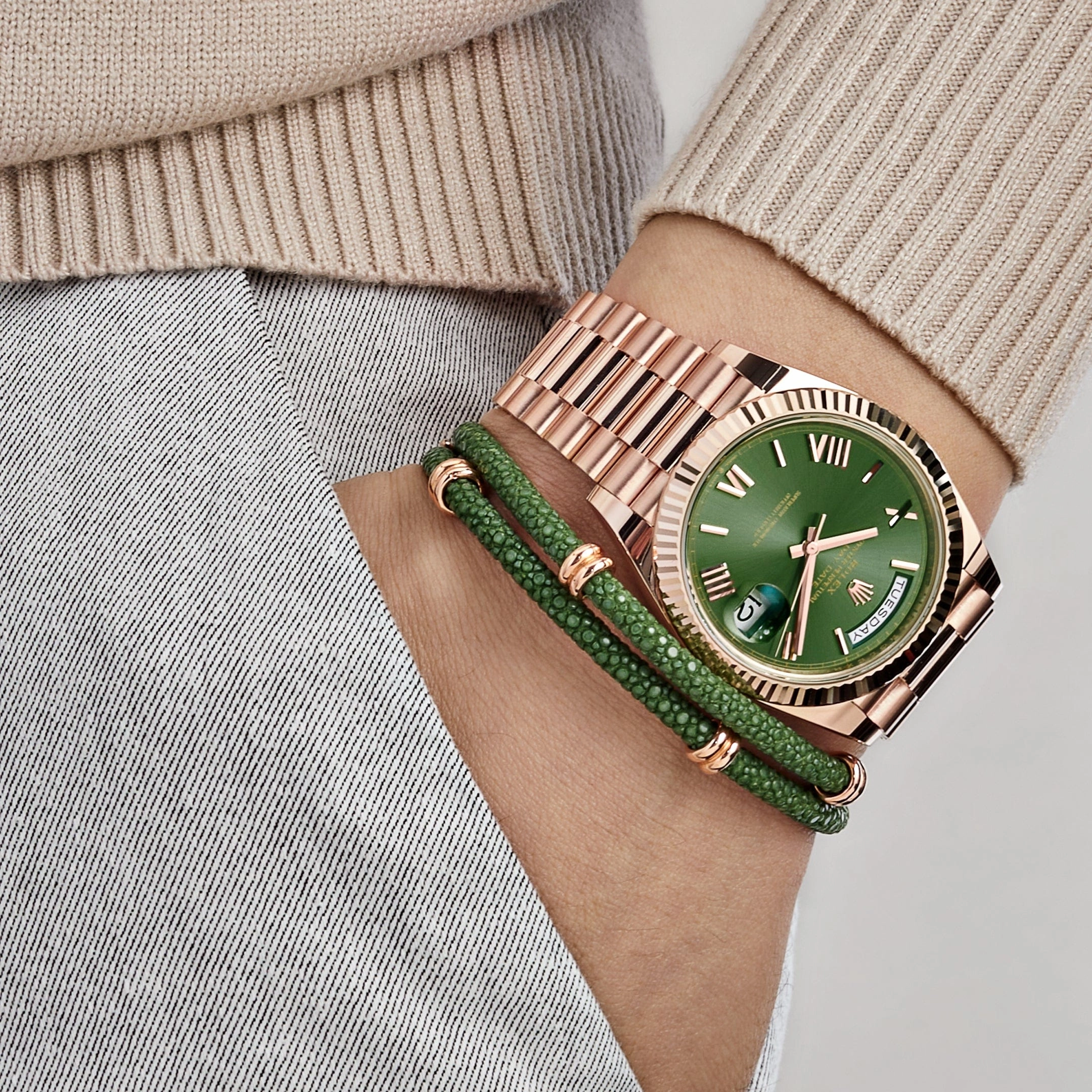 Rolex Day-Date 40 228235  Rose Gold Olive Green Dial