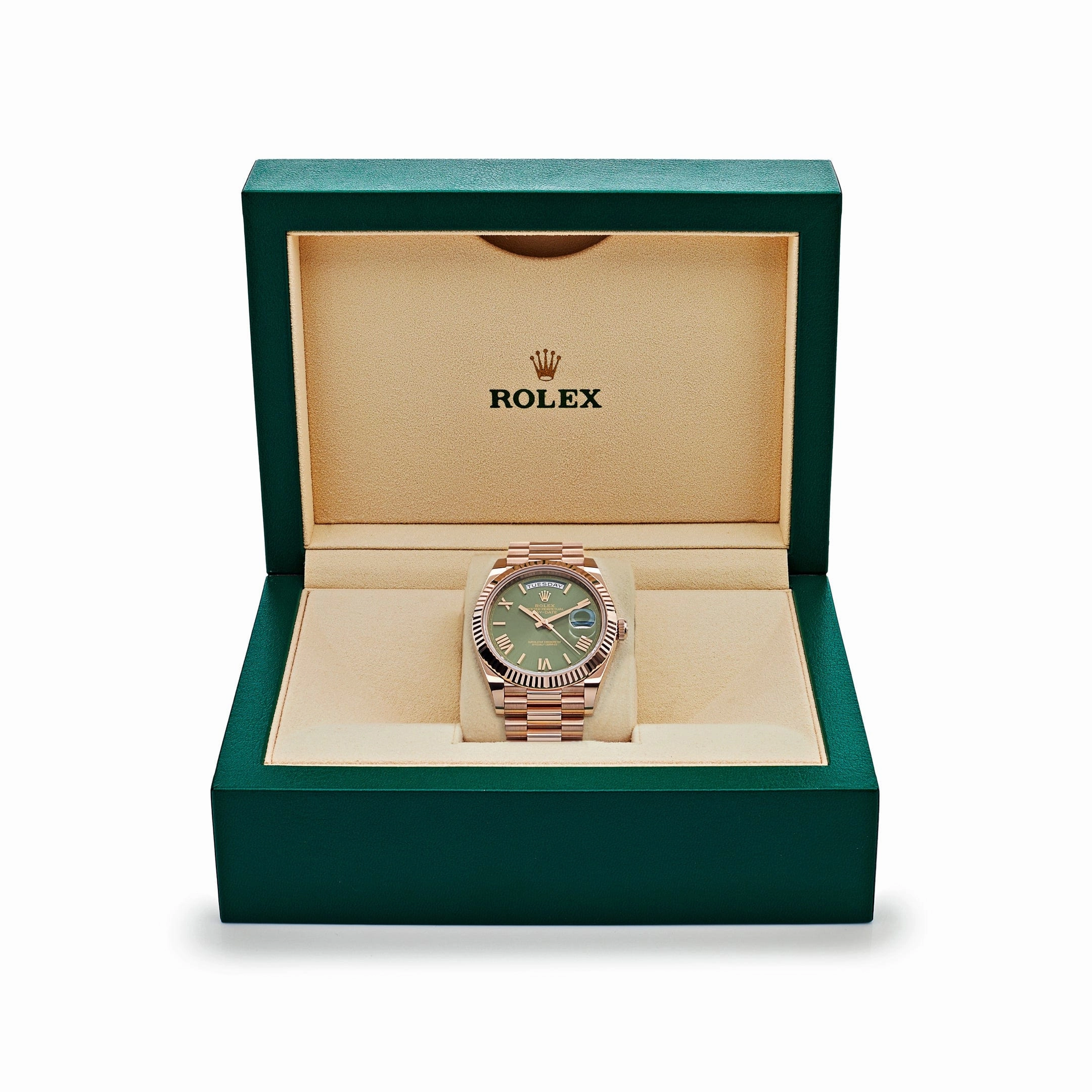 Rolex Day-Date 40 228235  Rose Gold Olive Green Dial