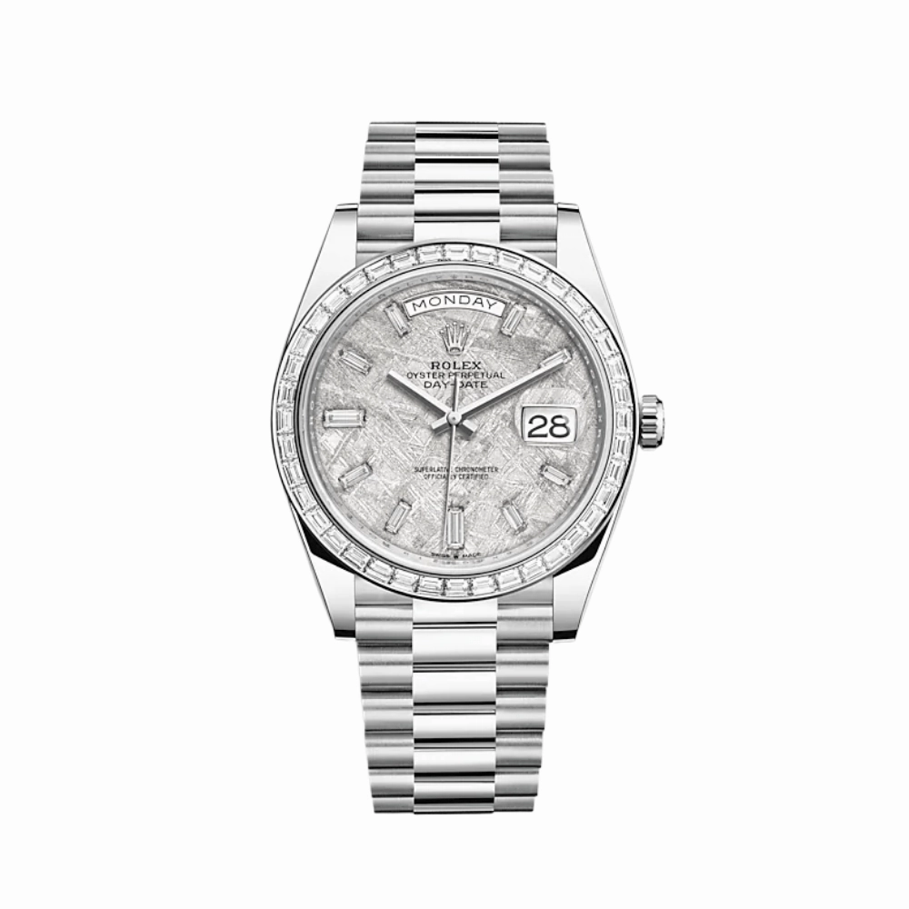 Rolex Day-Date 40 228396TBR Platinum Diamond Bezel Meteorite Diamond Dial