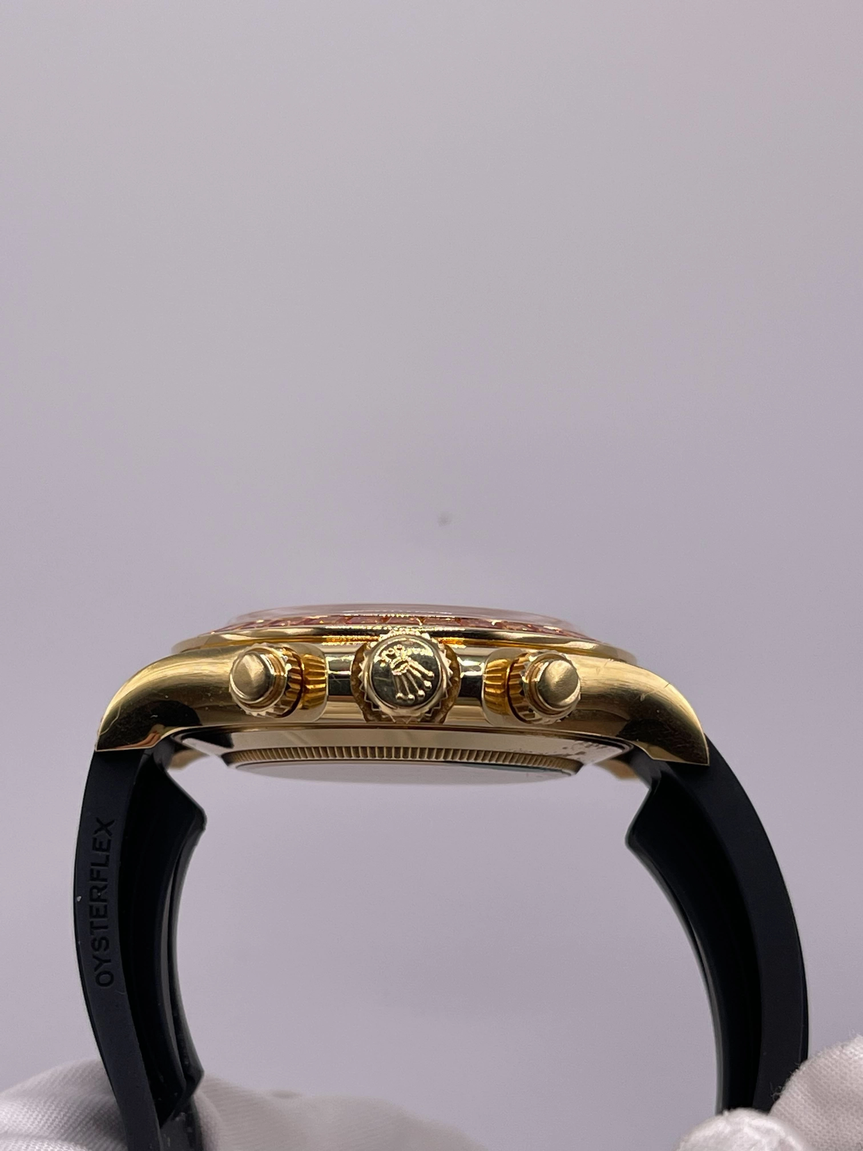 Rolex Daytona 116588SACO Yellow Gold Orange Sapphire Bezel Black Diamond Dial