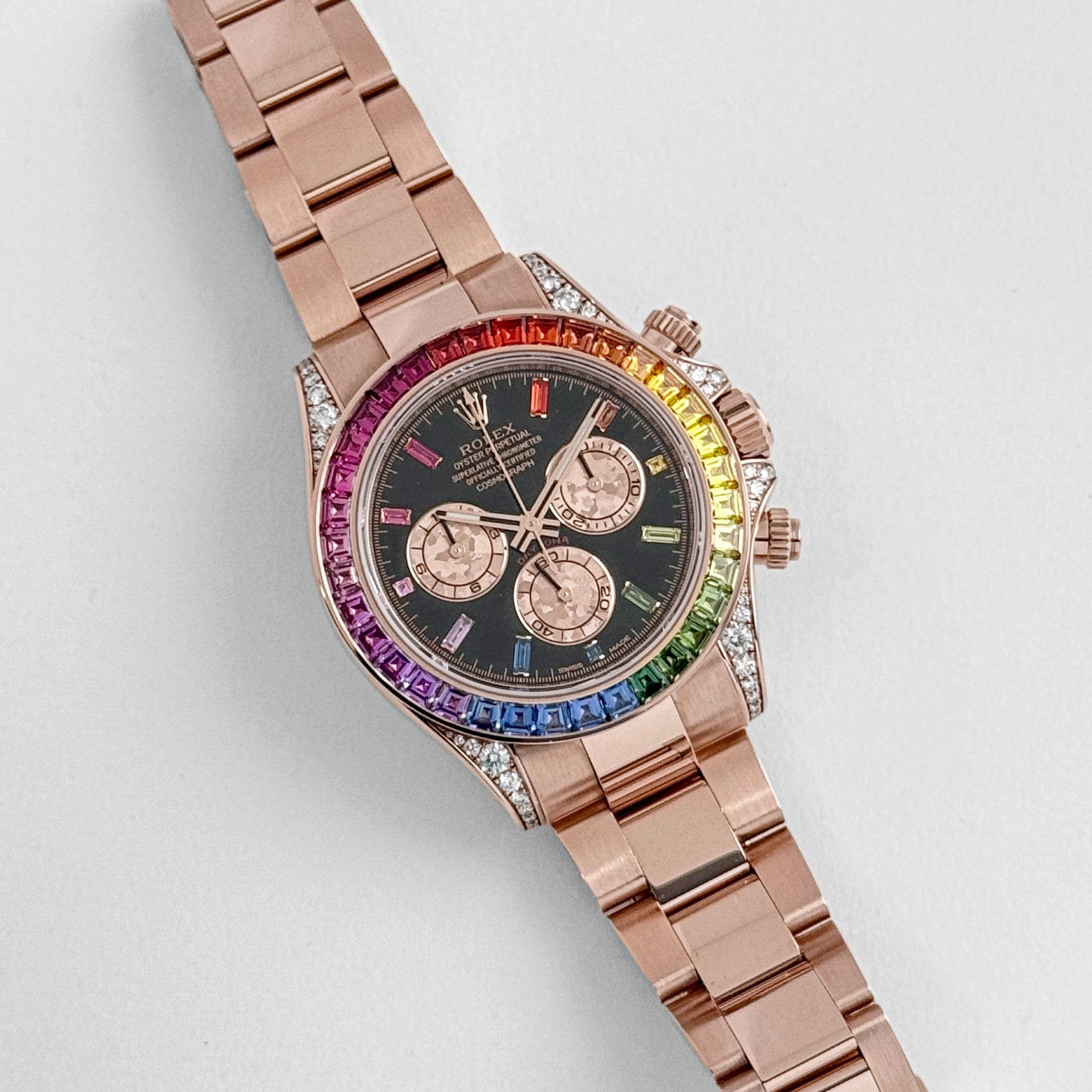 Rolex Daytona 116595RBOW 'Rainbow' Rose Gold Black Dial Sapphire Bezel (2022)