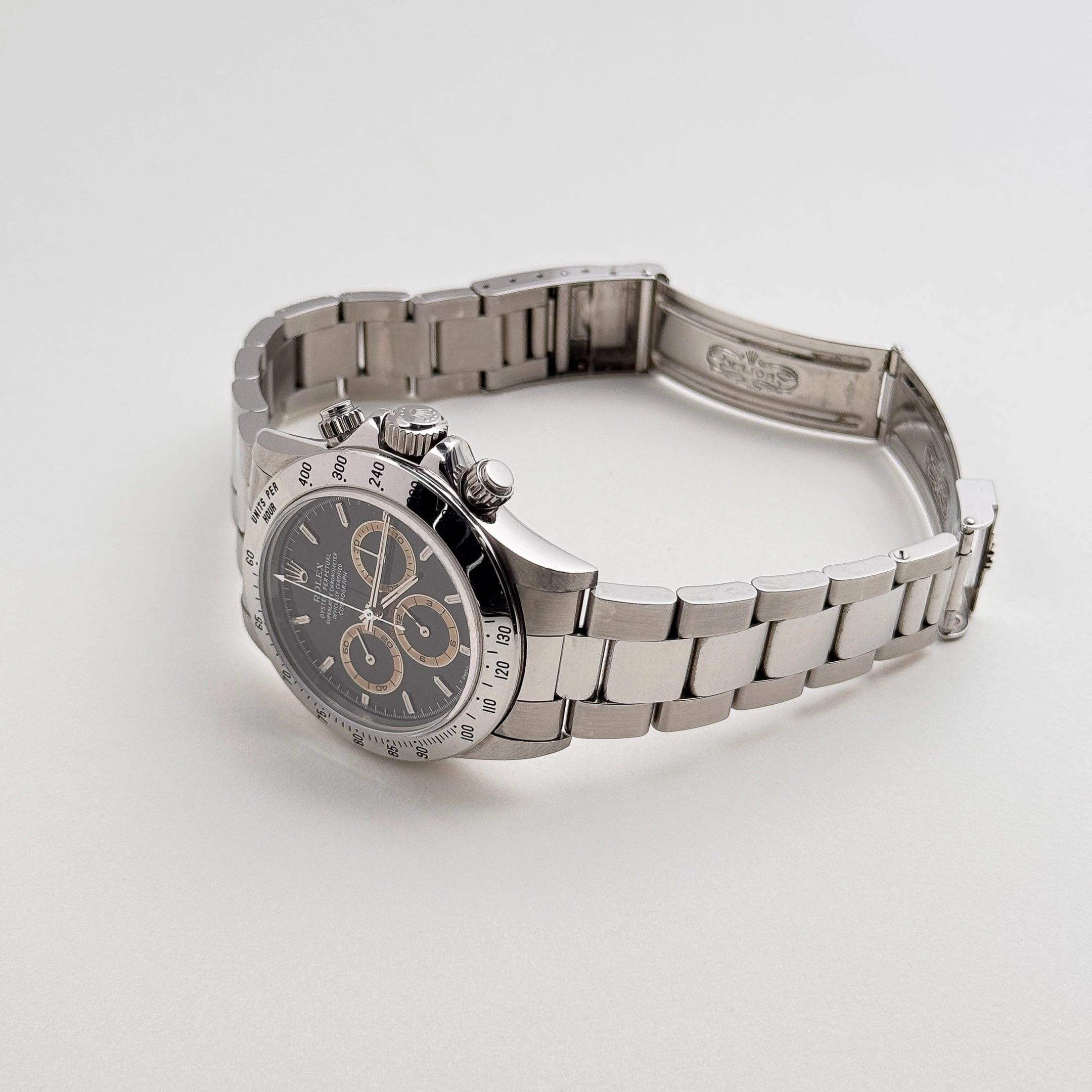 Rolex Daytona 16520 Stainless Steel Black Patrizzi Dial Zenith