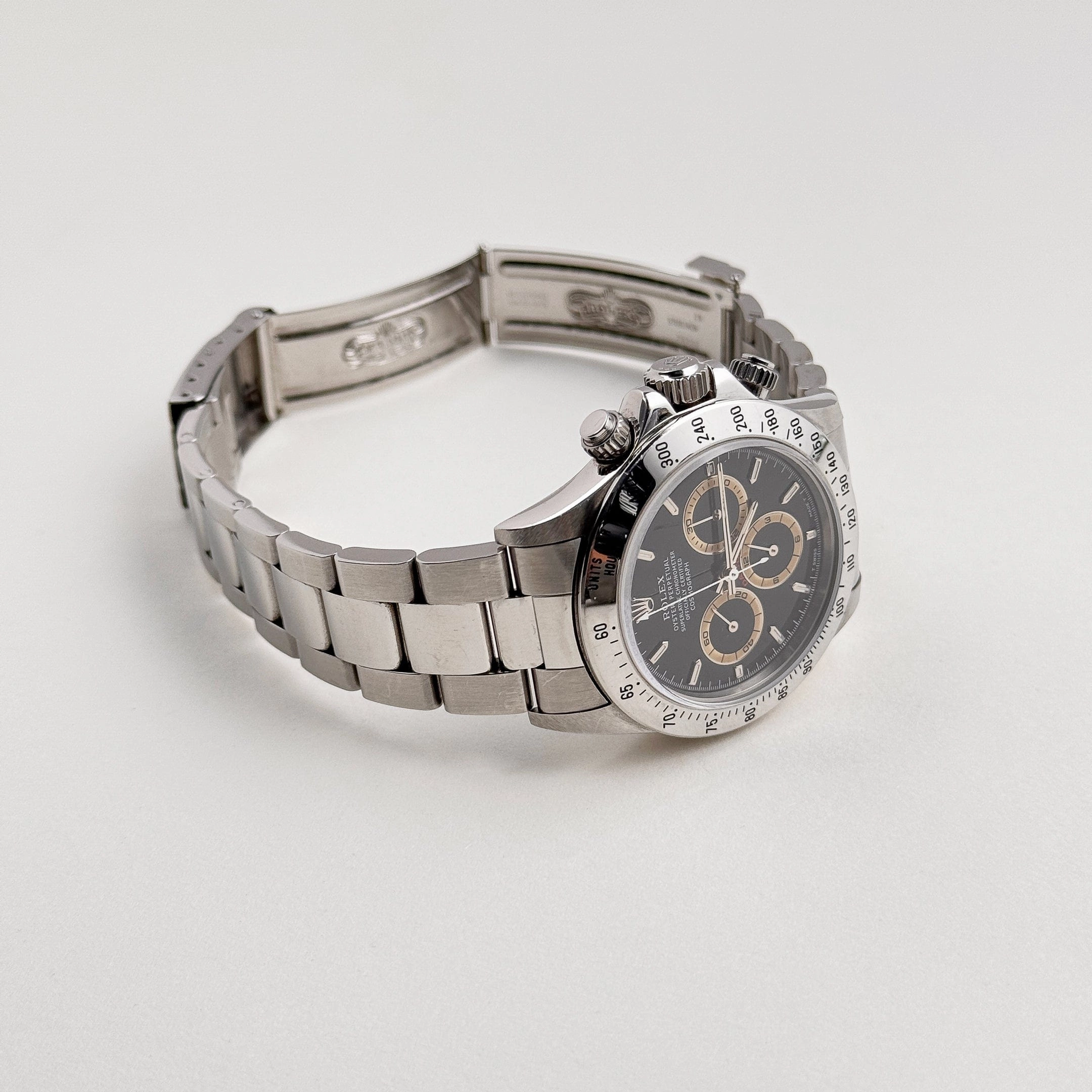 Rolex Daytona 16520 Stainless Steel Black Patrizzi Dial Zenith