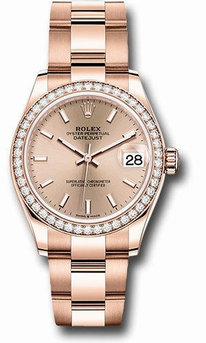 Rolex Everose Gold Datejust 31 Watch - Diamond Bezel - Ros Index Dial - Oyster Bracelet 278285RBR rsio