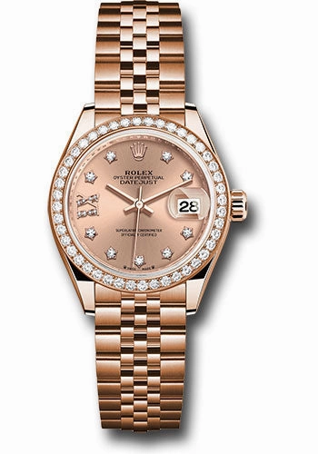 Rolex Everose Gold Lady-Datejust Watch - Diamond Bezel - Ros Star Diamond Roman 9 Dial - Jubilee Bracelet - 279135rbr rs9dix8dj
