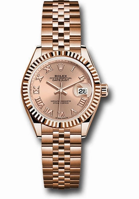 Rolex Everose Gold Lady-Datejust Watch - Fluted Bezel - Ros Roman Dial - Jubilee Bracelet - 279175 rsrj