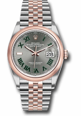 Rolex Everose Rolesor Datejust 36 Watch - Domed Bezel - Slate Roman Dial - Jubilee Bracelet - 126201 slgrj