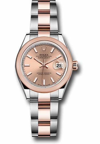 Rolex Everose Rolesor Lady-Datejust Watch - Domed Bezel - Ros Index Dial - Oyster Bracelet - 279161 rsio