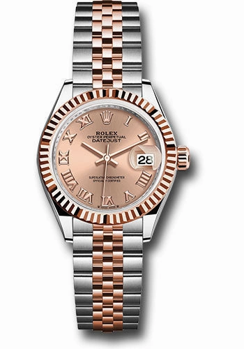 Rolex Everose Rolesor Lady-Datejust Watch - Fluted Bezel - Ros Roman Dial - Jubilee Bracelet - 279171 rsrj