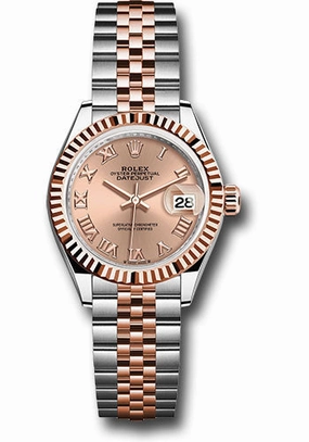 Rolex Everose Rolesor Lady-Datejust Watch - Fluted Bezel - Ros Roman Dial - Jubilee Bracelet - 279171 rsrj