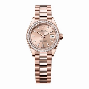 Rolex Lady Datejust 28mm - Ref: 279135rbr-0006 - Sundust Dial & Diamond Bezel, 18K Rose Gold President Bracelet Women's Watch