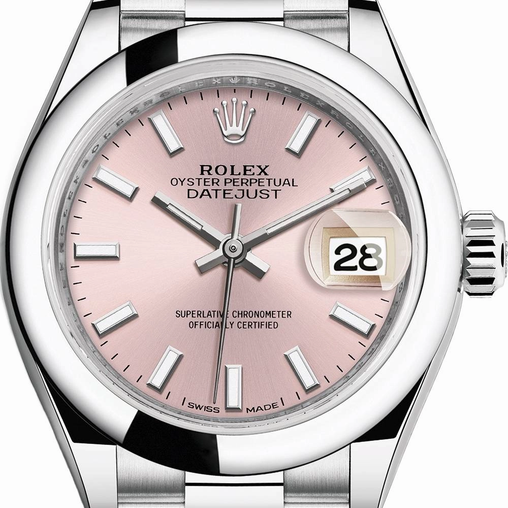 Rolex Lady-Datejust 28mm - Ref: 279166-0004 - Pink Stick Dial, Platinum President Bracelet Women's Watch