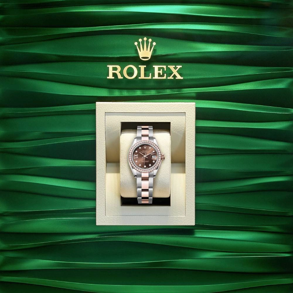 Rolex Lady-Datejust 28mm - Ref: 279381rbr-0004 - Chocolate Diamond Dial & Diamond Bezel, Two Tone Stainless Steel & 18K Rose Gold Oyster Bracelet Women's Watch