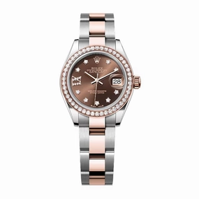 Rolex Lady-Datejust 28mm - Ref: 279381rbr-0004 - Chocolate Diamond Dial & Diamond Bezel, Two Tone Stainless Steel & 18K Rose Gold Oyster Bracelet Women's Watch