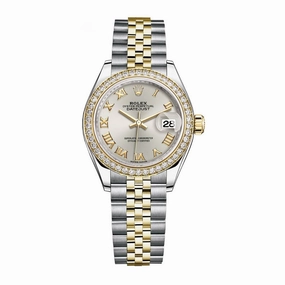 Rolex Lady-Datejust 28mm - Ref: 279383rbr-0005 - Silver Roman Dial & Diamond Bezel, Two Tone Stainless Steel & 18K Yellow Gold Jubilee Bracelet Women's Watch