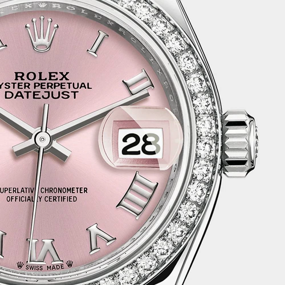 Rolex Lady-Datejust 28mm - Ref: 279384rbr-0005 - Pink Roman Dial & Diamond Bezel, Stainless Steel Jubilee Bracelet Women's Watch