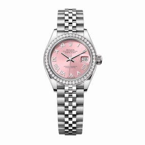 Rolex Lady-Datejust 28mm - Ref: 279384rbr-0005 - Pink Roman Dial & Diamond Bezel, Stainless Steel Jubilee Bracelet Women's Watch