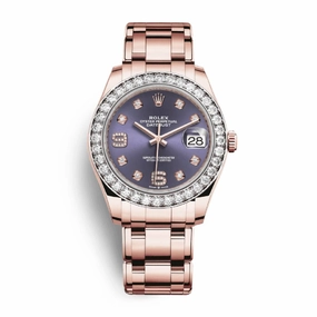 Rolex Pearlmaster 39mm - Ref: 86285-0004 - Aubergine Purple Roman Diamond Dial & Diamond Bezel, 18K Rose Gold Diamond Bracelet Women's Watch