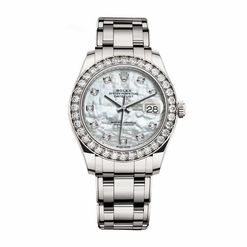 Rolex Pearlmaster 39mm - Ref: 86289-0001 - White mother of Pearl Diamond Dial & Diamond Bezel, 18K White Gold Bracelet Women's Watch