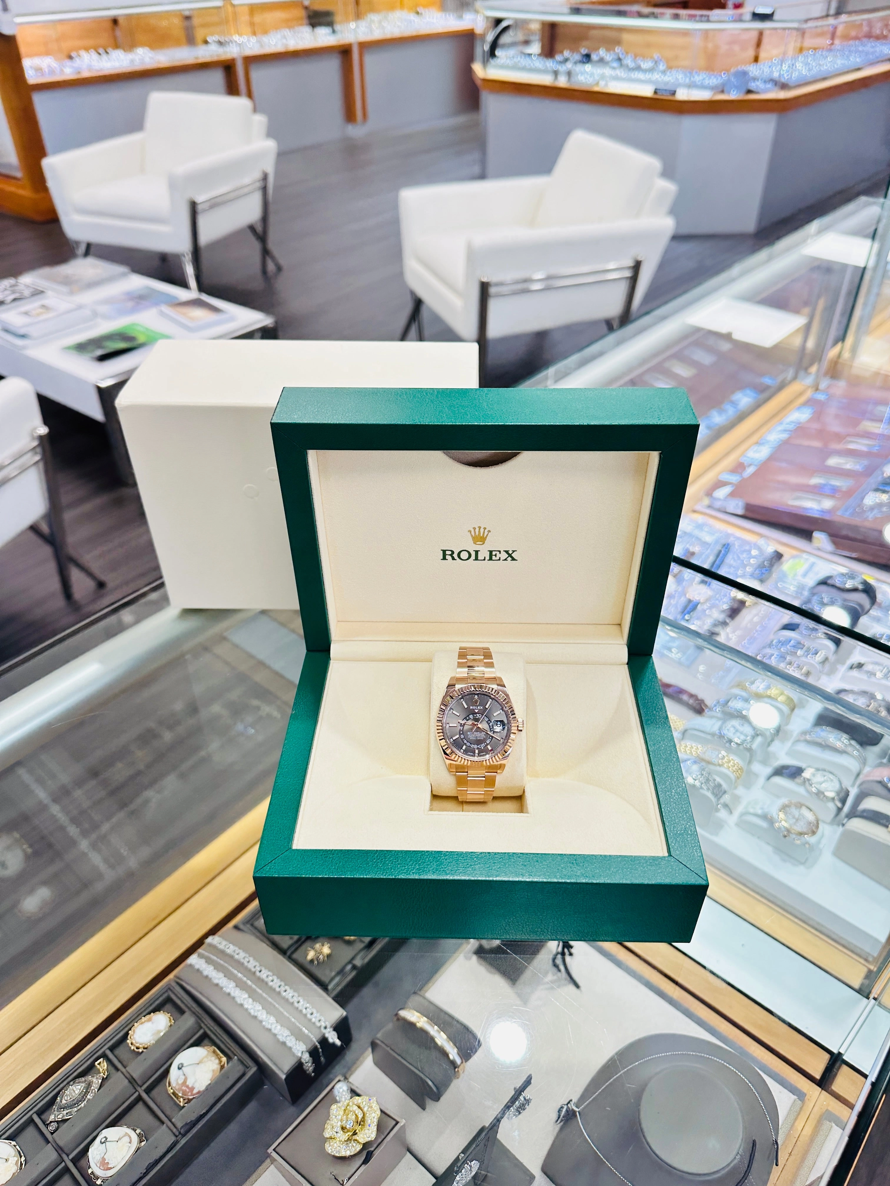 Rolex Sky-Dweller 326935 EverRose Gold Grey Rhodium Dial 42mm MINT Box /Papers