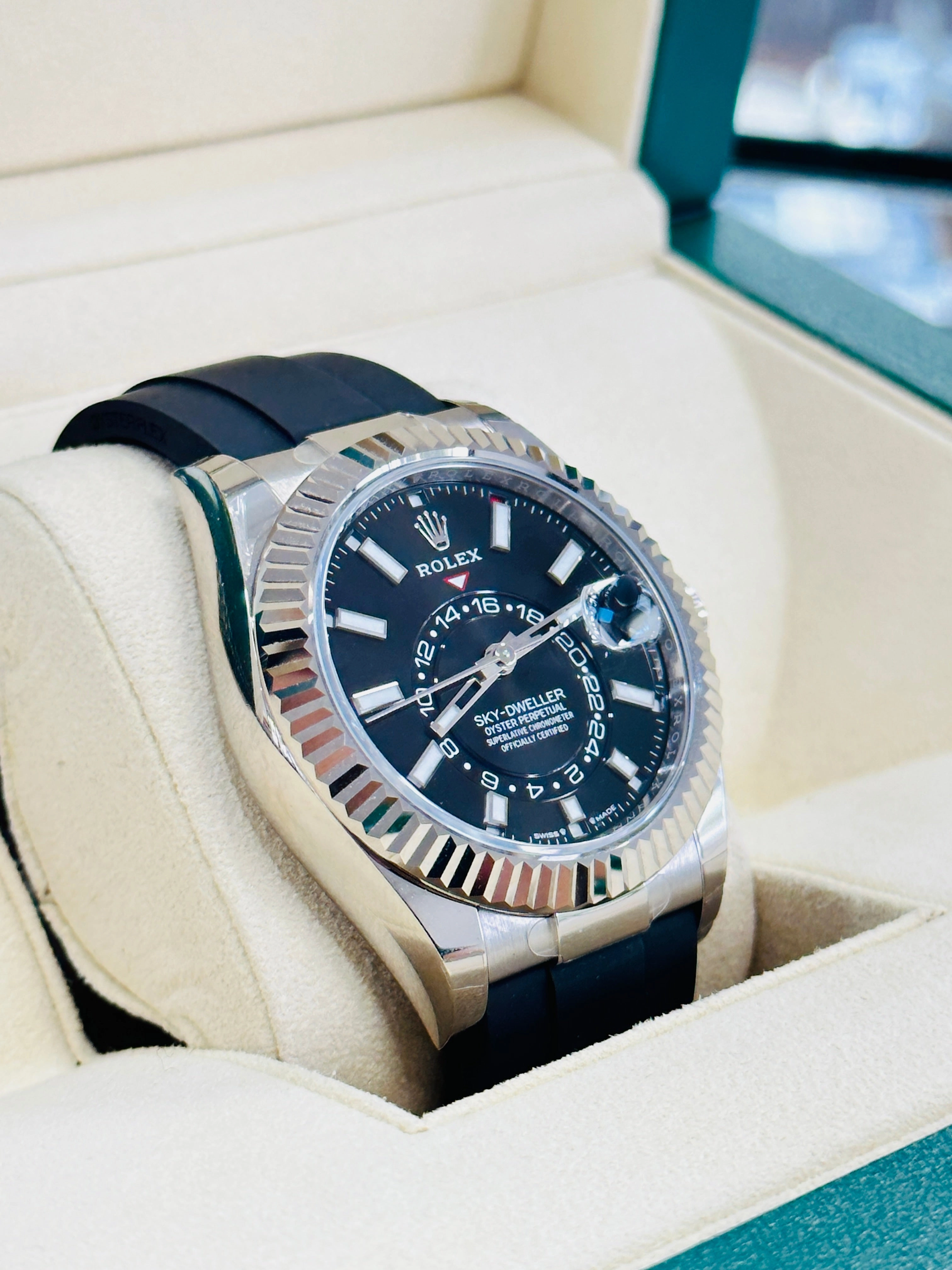 Rolex Sky-Dweller 336239 Oyster Flex 18K White Gold Box and Papers UNWORN