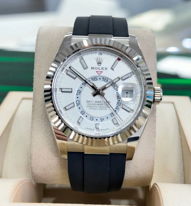 Rolex Sky-Dweller 336239 White Gold Oysterflex White Dial Watch UNWORN