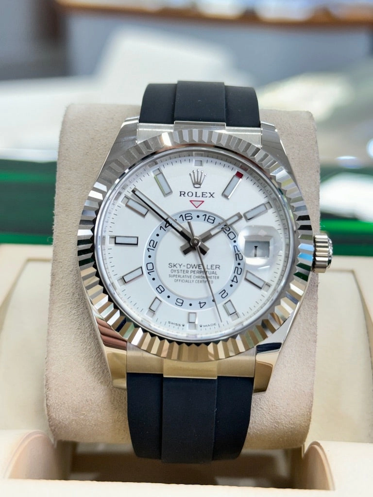 Rolex Sky-Dweller 336239 White Gold Oysterflex White Dial Watch UNWORN