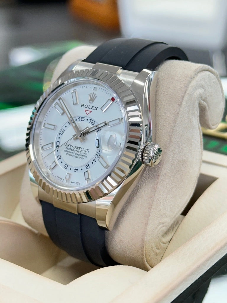 Rolex Sky-Dweller 336239 White Gold Oysterflex White Dial Watch UNWORN