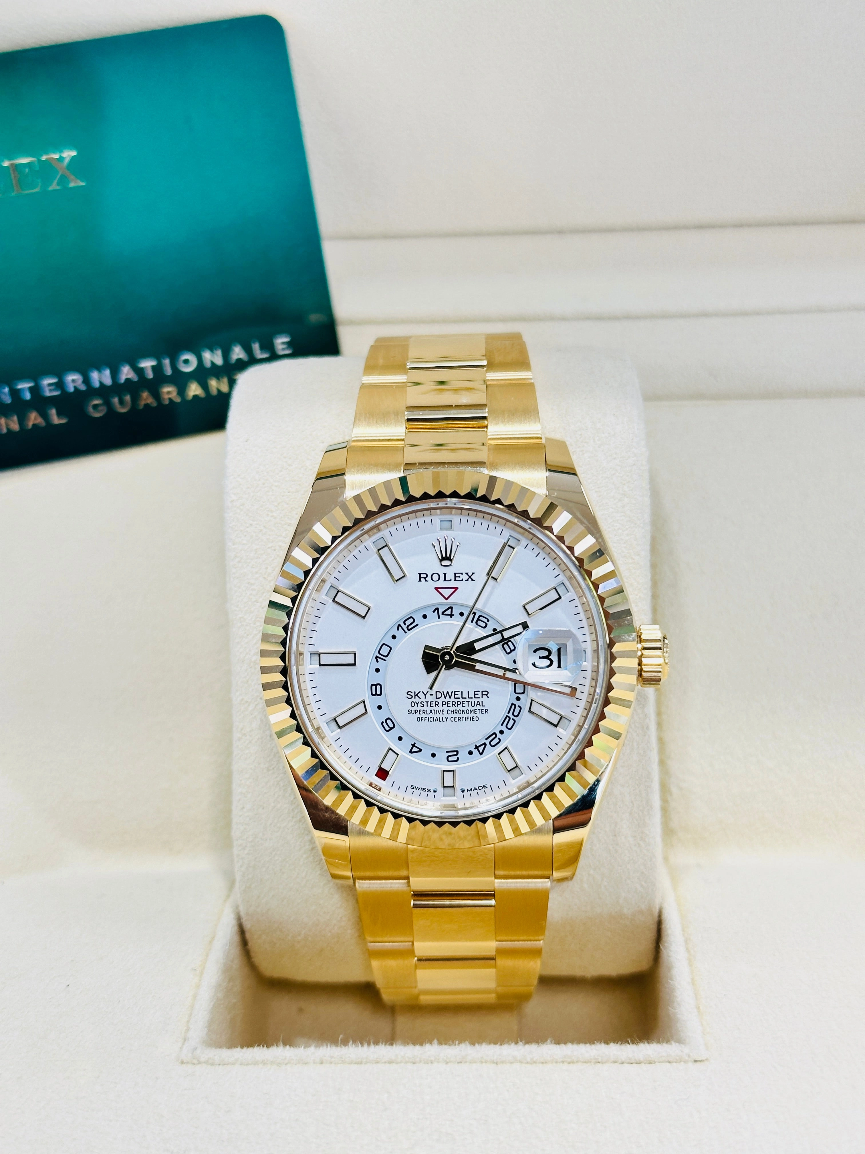 Rolex Sky-Dweller 336938 Yellow Gold White Dial UNWORN Box and Papers NEW MODEL 2023!