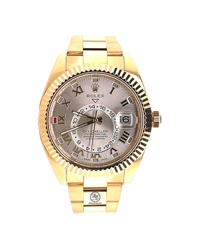 Rolex Sky-Dweller 42mm Yellow Gold Silver Sundust Roman  326938