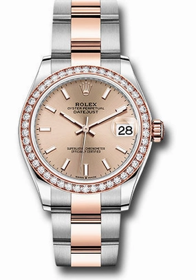 Rolex Steel and Everose Gold Datejust 31 Watch - 46 Diamond Bezel - Ros Index Dial - Oyster Bracelet 278381RBR roio