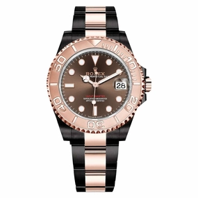 Rolex Yachtmaster 37mm - Ref: 268621-0003-pvd-2 - Chocolate Dial, Two Tone Black PVD & 18K Rose Gold Oyster Bracelet Men's Watch