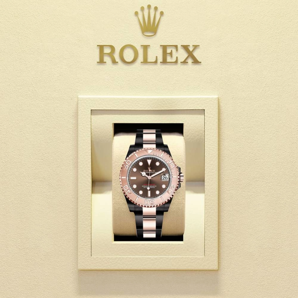 Rolex Yachtmaster 37mm - Ref: 268621-0003-pvd-2 - Chocolate Dial, Two Tone Black PVD & 18K Rose Gold Oyster Bracelet Men's Watch