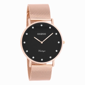 Rose gold coloured OOZOO watch with metal mesh bracelet - C20239
