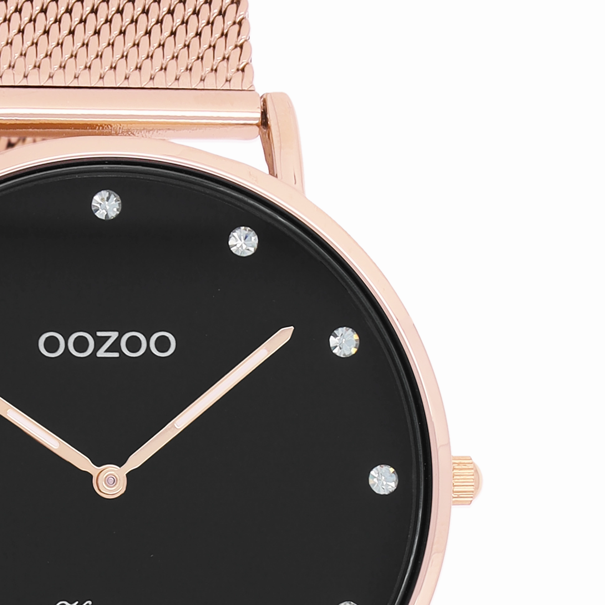 Rose gold coloured OOZOO watch with metal mesh bracelet - C20239