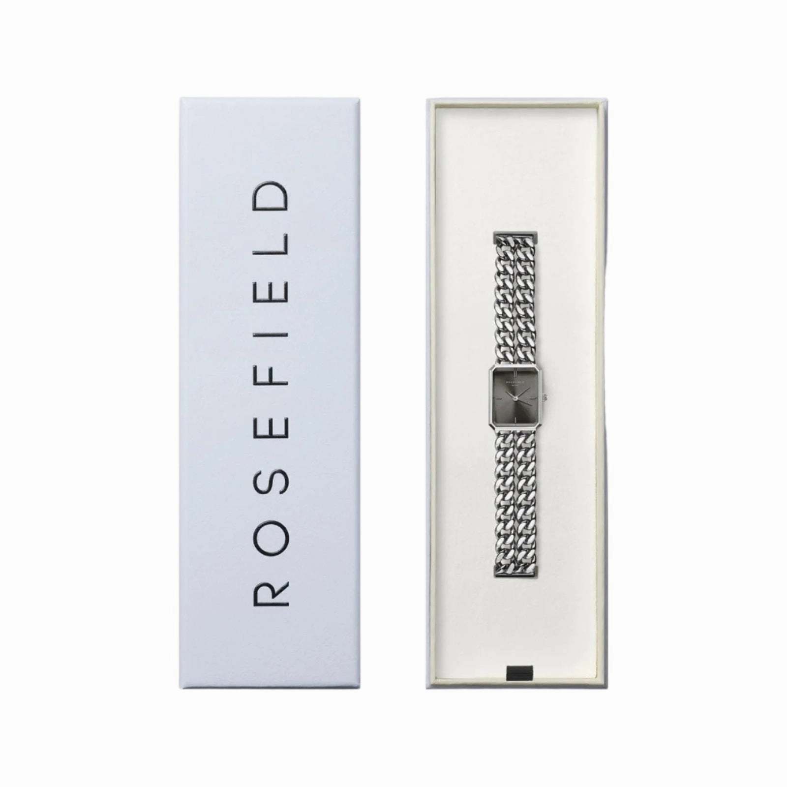 Rosefield Octagon XS Black Dial Stainless Steel Watch SGSSS-O78