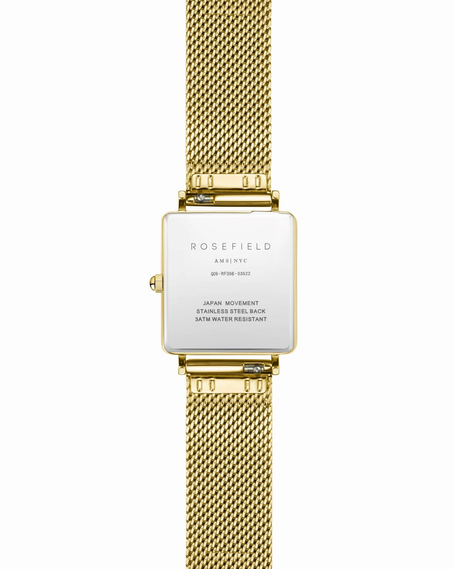 Rosefield The Boxy White Sunray Mesh Gold Watch QWSG-Q03